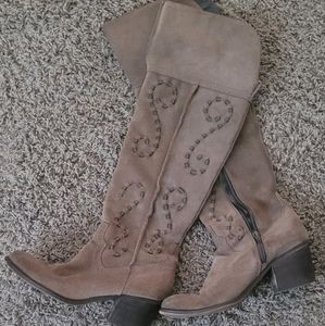 Above the knee suede boots